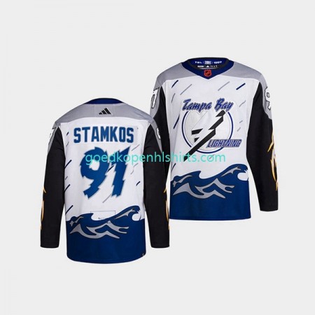 Tampa Bay Lightning Steven Stamkos 91 Adidas 2022 Reverse Retro Wit Authentic Shirt - Mannen